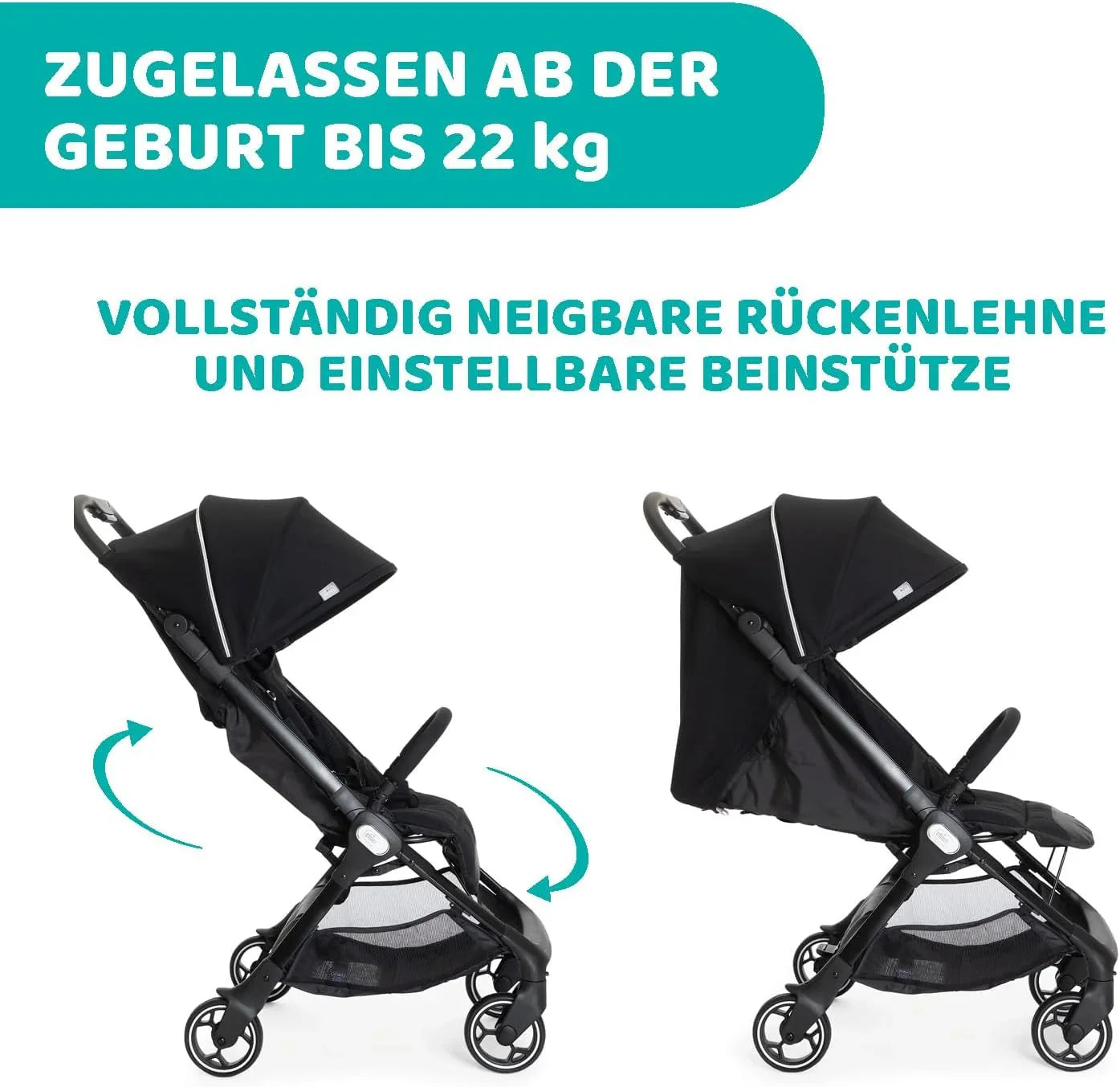 Chicco We Buggy, faltbar, ultraleicht, ab Geburt bis 22 kg, Reisebuggy, ultrakompakt, verstellbare Rückenlehne, Einhand-Faltmechanismus