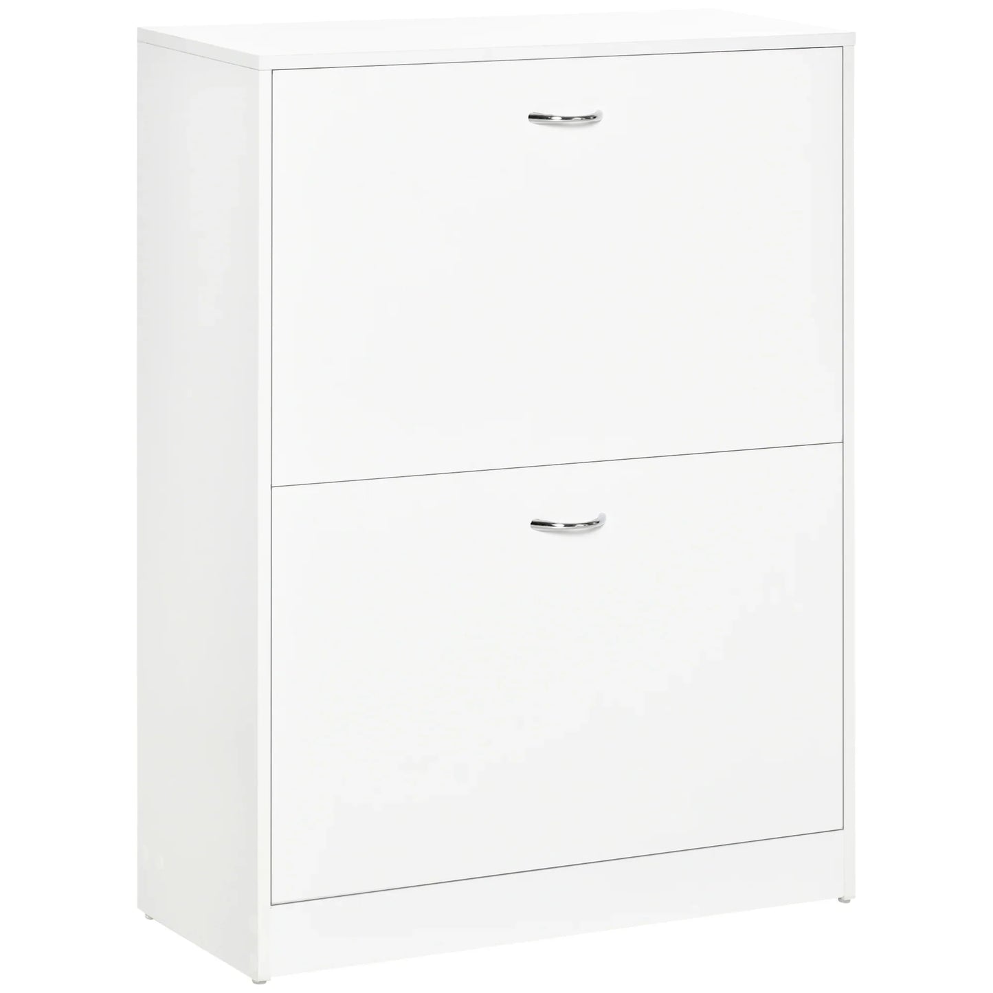 HOMCOM Moderner Schuhschrank für den Eingangsbereich - Schmales Schuhregal mit 2 Schubladen und verstellbaren Regalen für Flur 60x24x80 cm Weiß