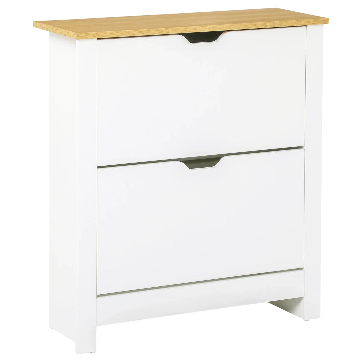 HOMCOM Modern Shoe Cabinet Entrance Shoe Rack for 12 Pairs of Shoes with Drop-Down Drawers and Adjustable Shelves Slim Shoe Storage for Hallway 72x26x80 cm White