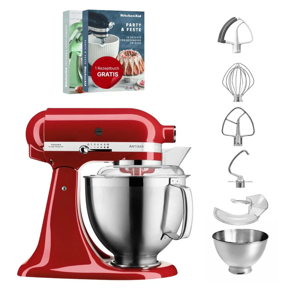 KitchenAid 4,8 L 5KSM185 Artisan Küchenmaschine Flexiset Artisan + Flexi-Rührer