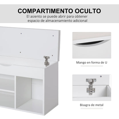 HOMCOM Schuhbank mit Sitzplatz – Moderne Schuhaufbewahrung für den Eingangsbereich mit Schublade, offenen Regalen und 1 Kissen für Flur 80x30x47cm