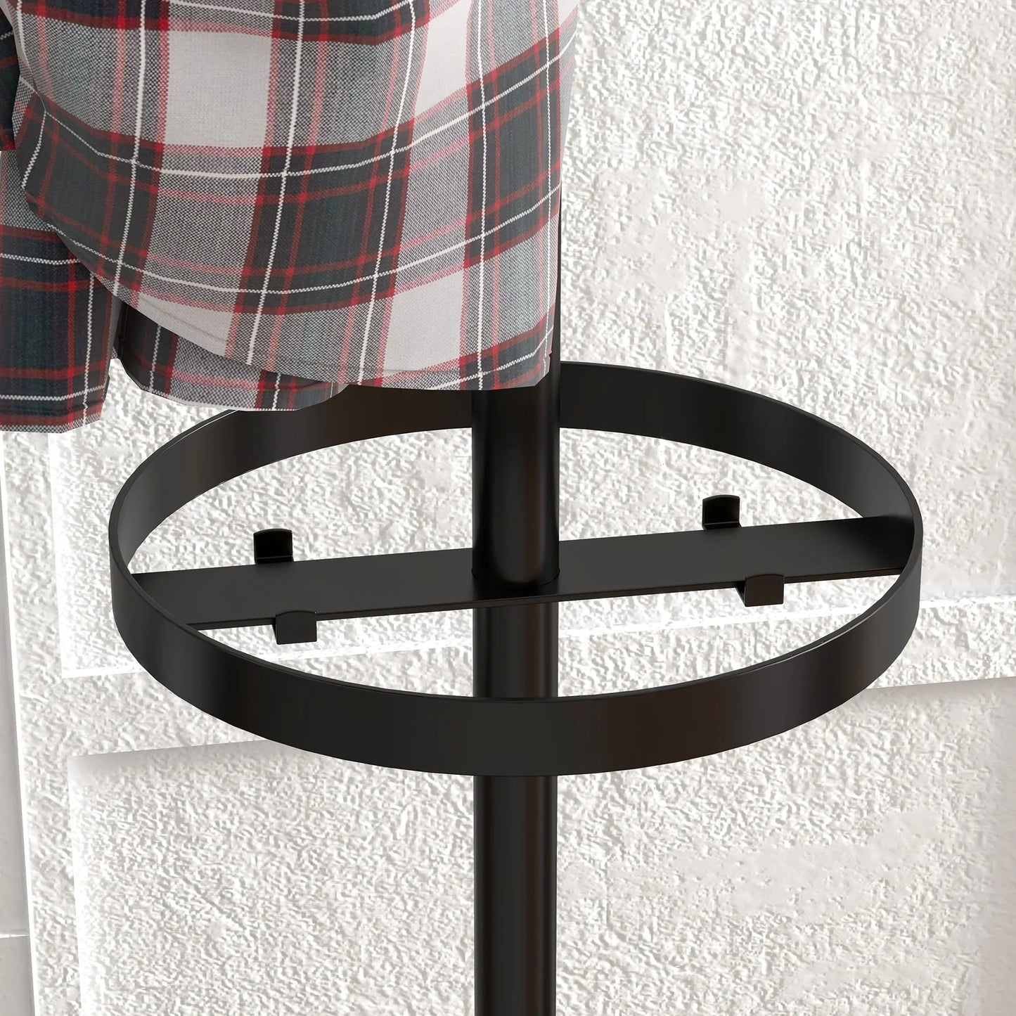 HOMCOM Freestanding Coat Rack with Umbrella Holder – Metal Coat Stand with 12 Hooks for Umbrellas and Bags, Tree Shape for Hallway, Entrance, Bedroom Ø34x177 cm Black
