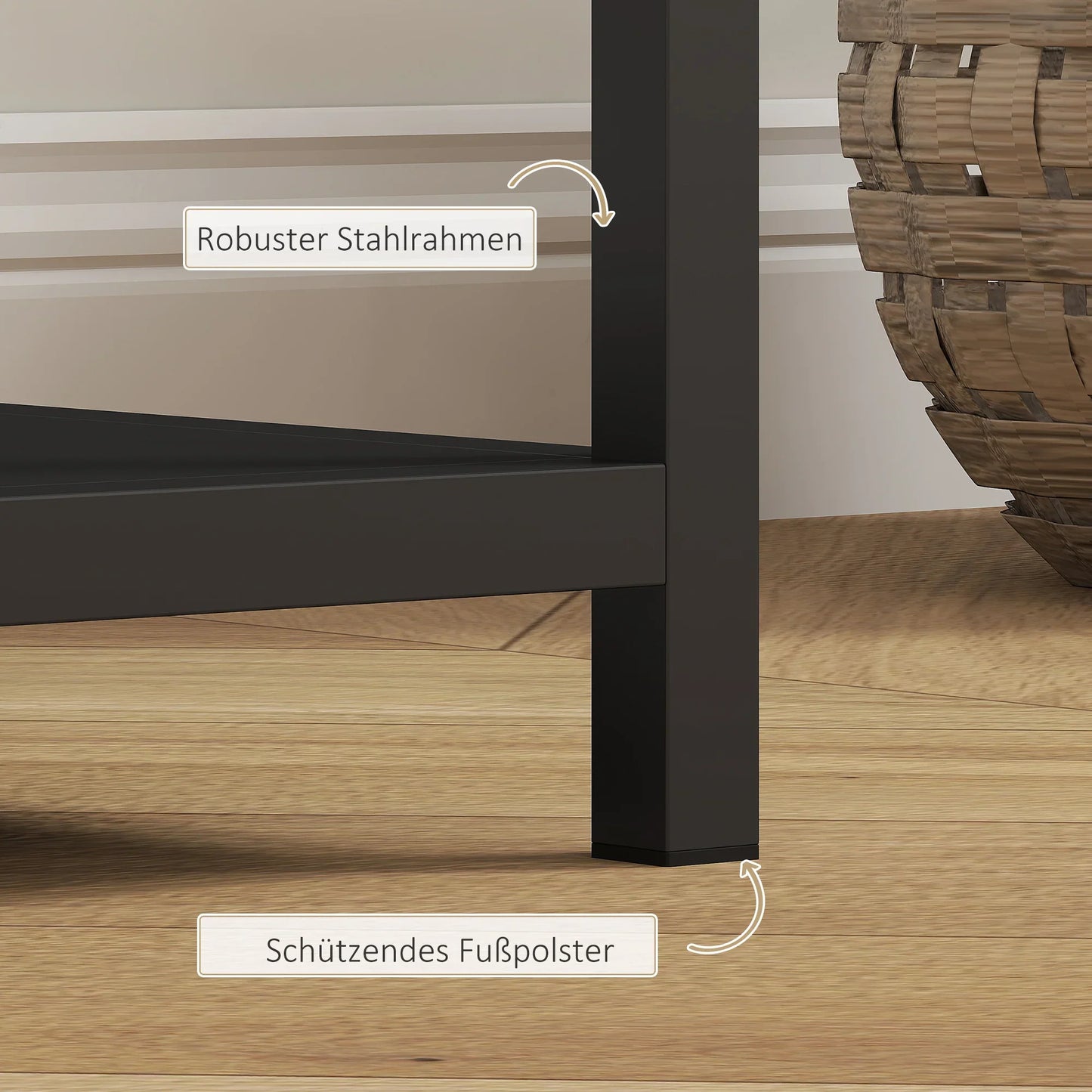 HOMCOM Konsolentisch Flurtisch mit 4 Regalen, Beistelltisch mit Stahlrahmen, Metallregal für kleine Räume, Eingangsbereich, Flur, Wohnzimmer, 110 x 30 x 75 cm Schwarz