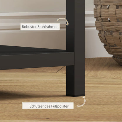 HOMCOM Konsolentisch Flurtisch mit 4 Regalen, Beistelltisch mit Stahlrahmen, Metallregal für kleine Räume, Eingangsbereich, Flur, Wohnzimmer, 110 x 30 x 75 cm Schwarz