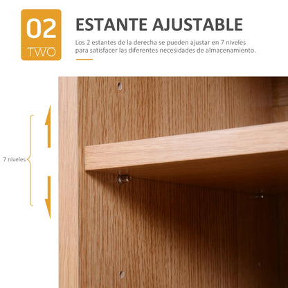 HOMCOM Konsolenschrank, niedriger Schrank, multifunktionaler Stauraumorganisator für Küche, Esszimmer, Wohnzimmer, Badezimmer mit Türen und verstellbaren Regalen, 80x32x91 cm