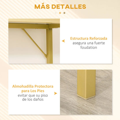 HOMCOM Flur Konsole Tisch Moderner Stil mit Schublade und offenem Regal 80x30x80 cm Weiß und Gold