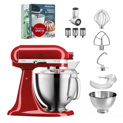KitchenAid 4,8 L 5KSM185 Artisan Küchenmaschine Beginnerset Artisan Gemüseschneider+Flexirührer