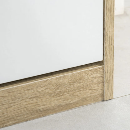 HOMCOM Schuhschrank aus Holz mit 2 Klapptüren und 4 Ablagefächern für 8 Paar Schuhe, für Flur, Diele, Schlafzimmer 62,5x26x81 cm, Weiß und Natur