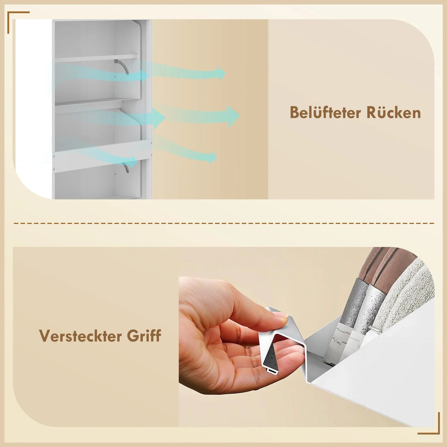HOMCOM Metall-Schuhschrank mit 3 Kippschubladen – schlanker, wandmontierter Schuhschrank für 6 Paar Schuhe, 55 x 15 x 105,5 cm, Weiß