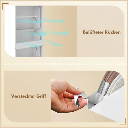 HOMCOM Metall-Schuhschrank mit 3 Kippschubladen – schlanker, wandmontierter Schuhschrank für 6 Paar Schuhe, 55 x 15 x 105,5 cm, Weiß