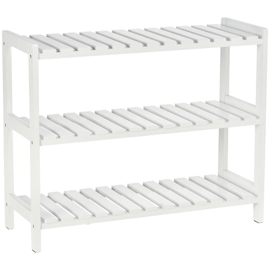 HOMCOM Wooden Shoe Rack 3-tier for up to 9 pairs of shoes in the entrance area 70x26x57.5 cm White