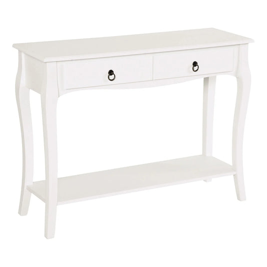 HOMCOM Konsolentisch Sideboard für Wohnzimmer und Flur, Akzenttisch mit Schubladen und Regal, elegantes Design 100x33x75cm Hochglanz Weiß
