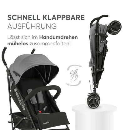 KikkaBoo BEETLE Kinderwagen, Sportwagen bis 22 kg, Faltbar, Leicht, Kompakt, Grau