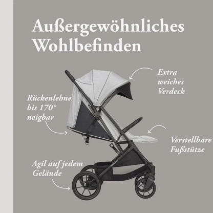 Inglesina Zenit Stroller, Grey, Compact, Fits up to 22 kg, Suspension Wheels, Wide Seat, Amazon Exclusive