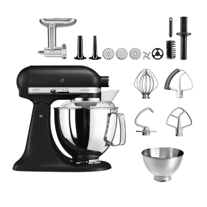 KitchenAid 4,8 L 5KSM175 Artisan Küchenmaschine Meatlover mit Ganzmetall-Fleischwolf und Spritzgebäckvorsatz