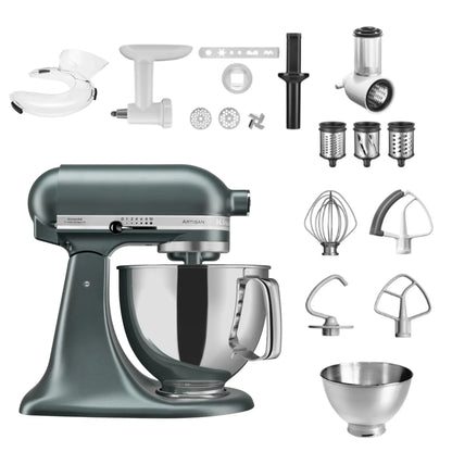 KitchenAid 4,8 L 5KSM175 Artisan Küchenmaschine Allrounderset mit Gemüseschneider+Fleischwolf+Spritzgebäckvorsatz