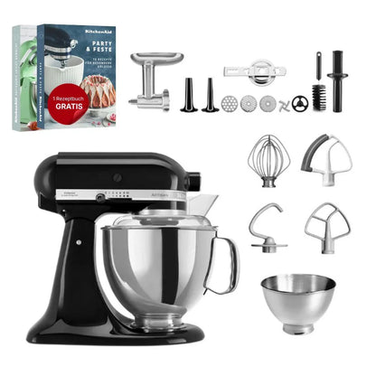 KitchenAid 4,8 L 5KSM175 Artisan Küchenmaschine Meatlover mit Ganzmetall-Fleischwolf und Spritzgebäckvorsatz