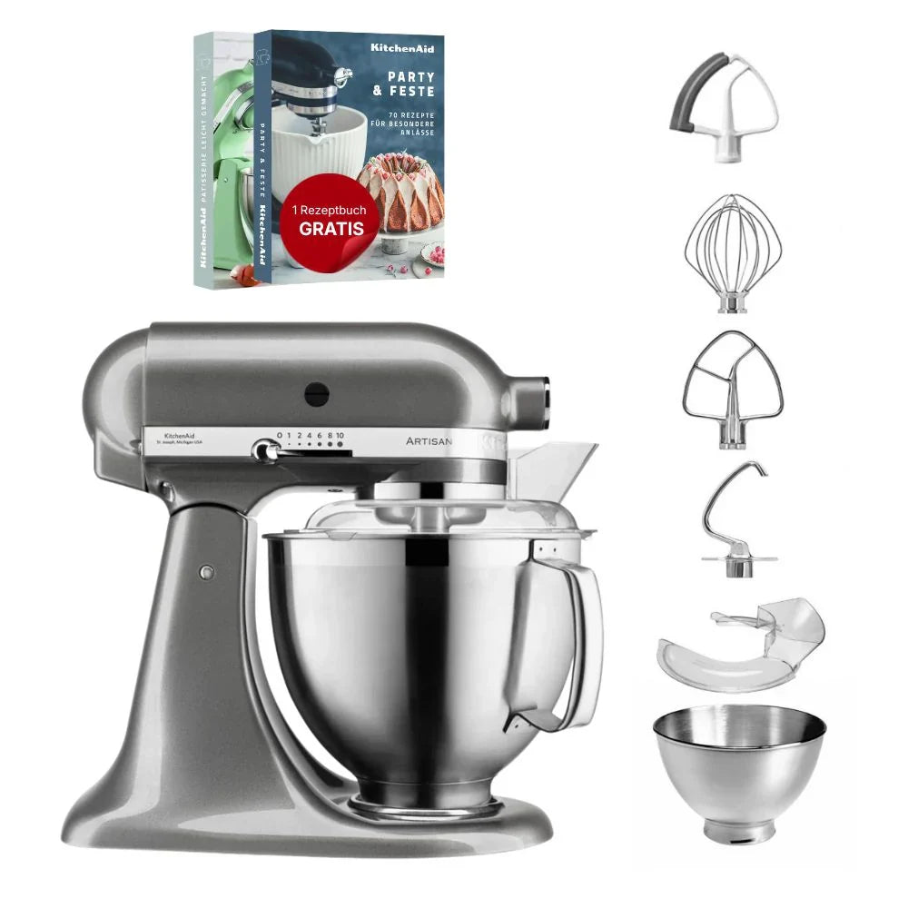 KitchenAid 4,8 L 5KSM185 Artisan Küchenmaschine Flexiset Artisan + Flexi-Rührer