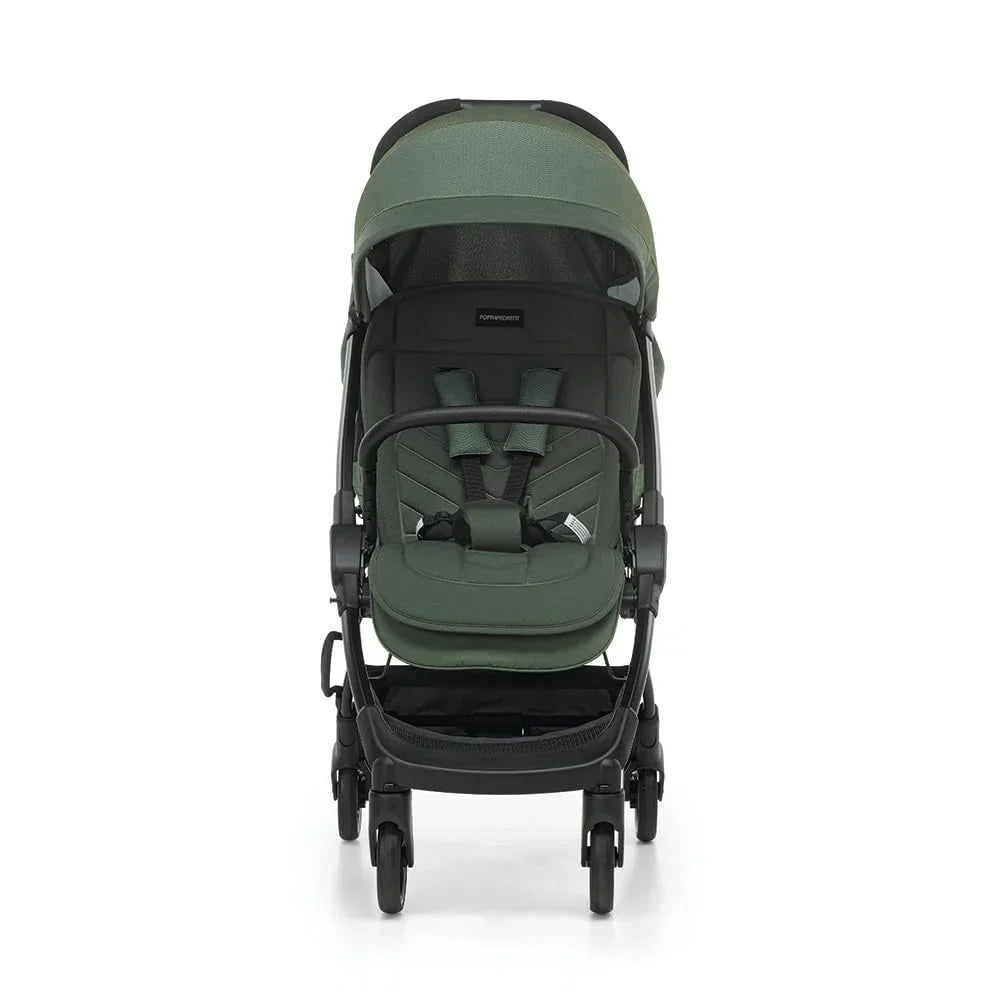 Foppapedretti Leichter Kinderwagen Ciao, für Kinder von 0-22 kg (0-4 Jahre), Einhandverschluss, selbststehend, verstellbare Rückenlehne, gefederte Räder, Gepäckkorb, Aluminiumrahmen, Forest