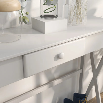 HOMCOM Console Table Wooden Hallway Table with 1 Drawer and 1 Shelf for Hallway and Living Room 100x30x81cm White