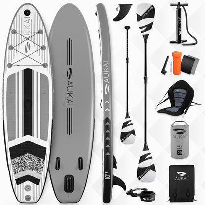 Stand Up Paddle Board "AUKAI Pro" with Kayak Seat Grey