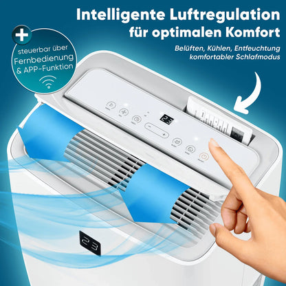 Mobile Klimaanlage 12000 BTU/h (3.500 Watt) - Mobiles Klimagerät 4in1 mit WiFi/App Monoblock Kältemittel - Fernbedienung, 24h-Timer, Luftentfeuchter, Nachtmodus