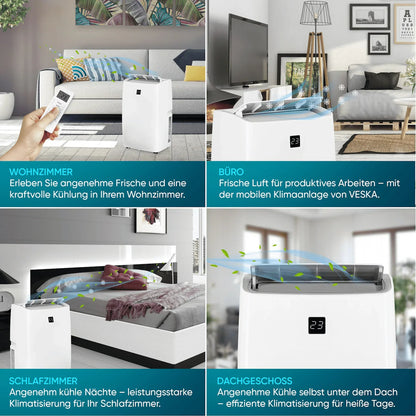 Mobile Klimaanlage 12000 BTU/h (3.500 Watt) - Mobiles Klimagerät 4in1 mit WiFi/App Monoblock Kältemittel - Fernbedienung, 24h-Timer, Luftentfeuchter, Nachtmodus