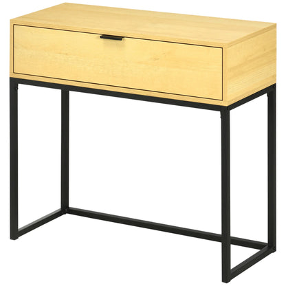 HOMCOM Console Table with Drawer Modern Side Table with Steel Legs for Hallway, Living Room, Bedroom 80x30x76 cm Natural