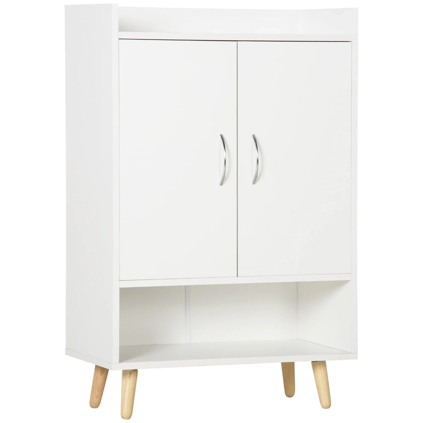 HOMCOM Modernes Schuhregal mit 2 Türen und 4 Ablagen für 12 Paar Schuhe, Ideal für Eingangsbereich, Wohnzimmer, Schlafzimmer 60x30x92 cm Weiß