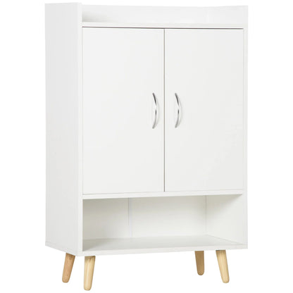 HOMCOM Modernes Schuhregal mit 2 Türen und 4 Ablagen für 12 Paar Schuhe, Ideal für Eingangsbereich, Wohnzimmer, Schlafzimmer 60x30x92 cm Weiß
