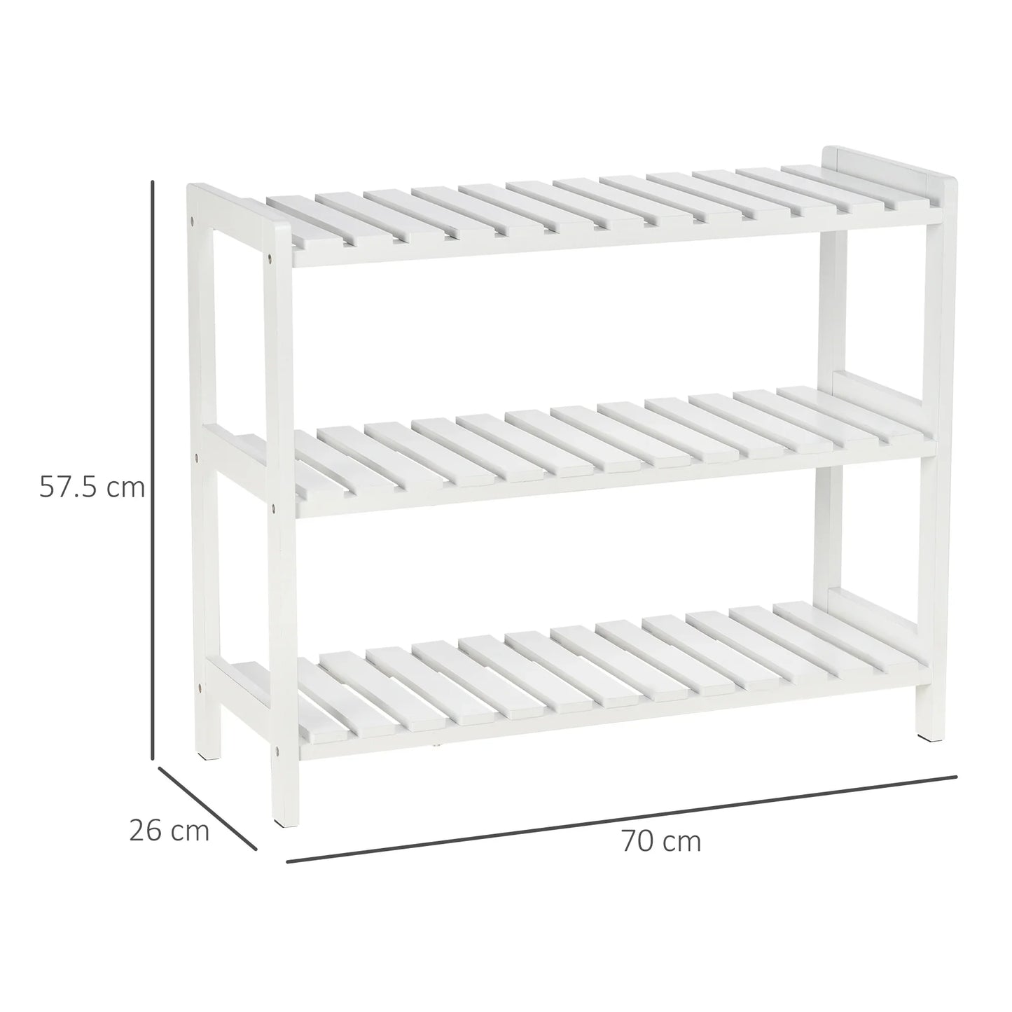 HOMCOM Wooden Shoe Rack 3-tier for up to 9 pairs of shoes in the entrance area 70x26x57.5 cm White