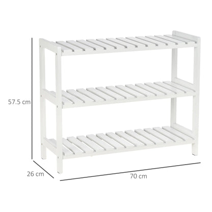 HOMCOM Wooden Shoe Rack 3-tier for up to 9 pairs of shoes in the entrance area 70x26x57.5 cm White