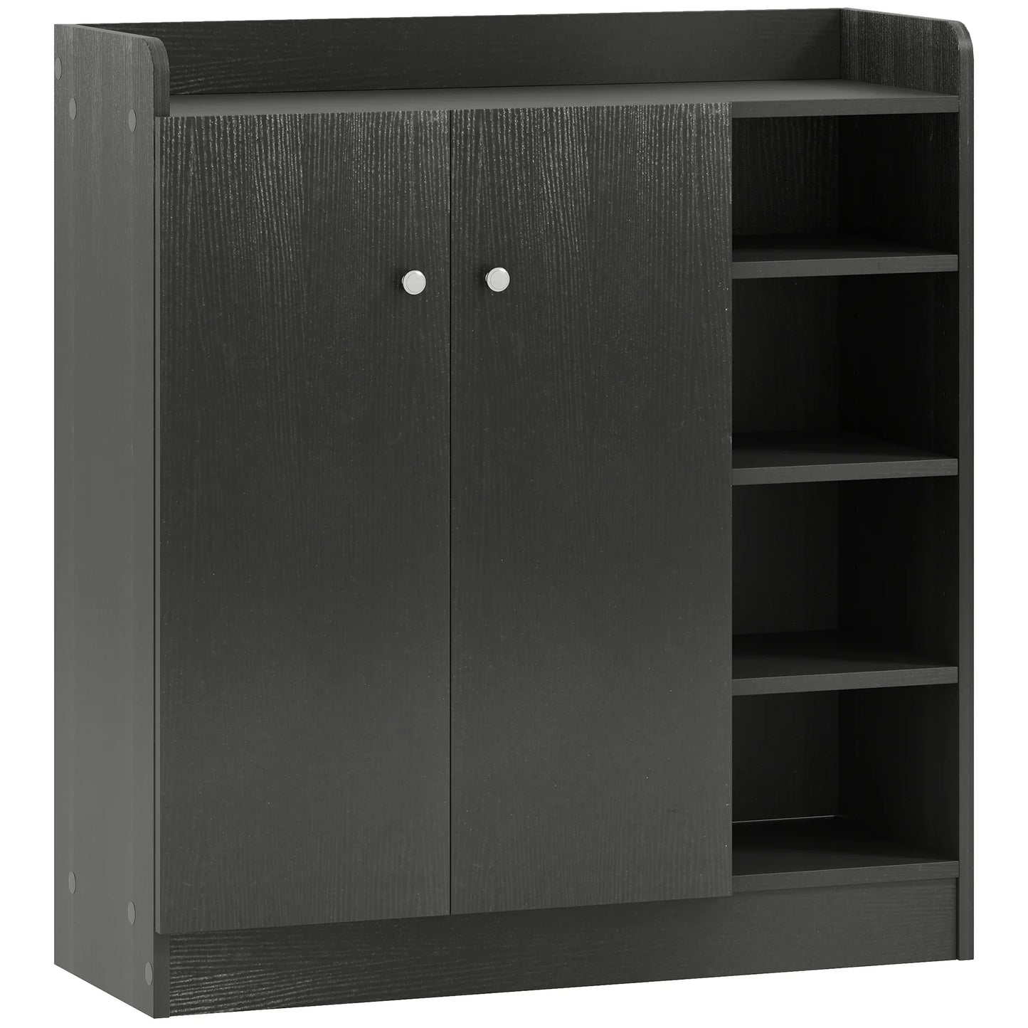 HOMCOM Shoe Cabinet with 2 Doors - Slim Shoe Rack with Adjustable Shelves for 12 Pairs of Shoes for Hallway and Entrance Area 83x30x90 cm Black