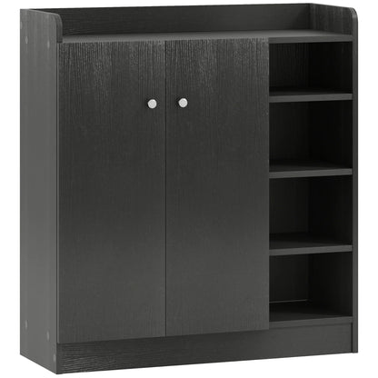 HOMCOM Shoe Cabinet with 2 Doors - Slim Shoe Rack with Adjustable Shelves for 12 Pairs of Shoes for Hallway and Entrance Area 83x30x90 cm Black