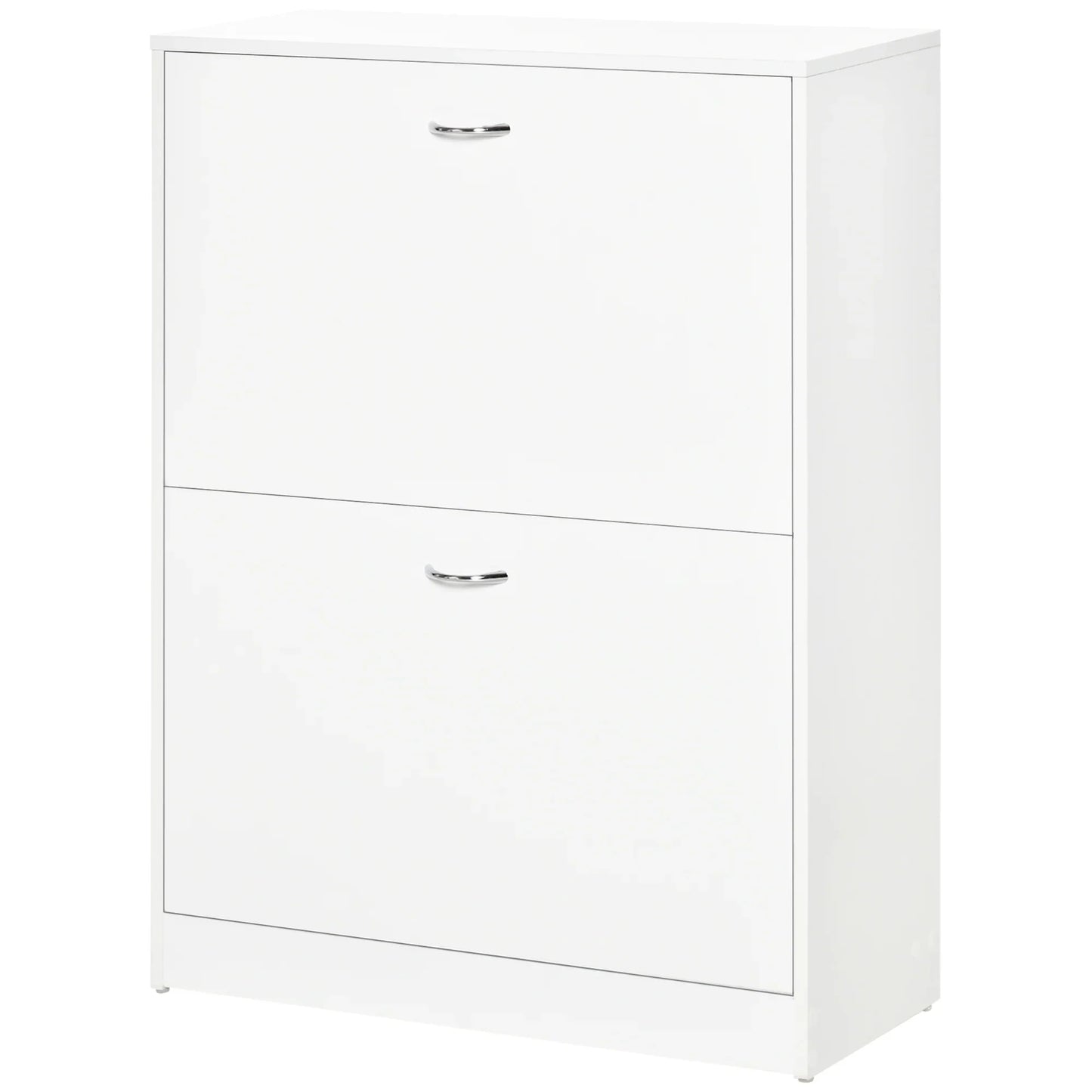 HOMCOM Moderner Schuhschrank für den Eingangsbereich - Schmales Schuhregal mit 2 Schubladen und verstellbaren Regalen für Flur 60x24x80 cm Weiß