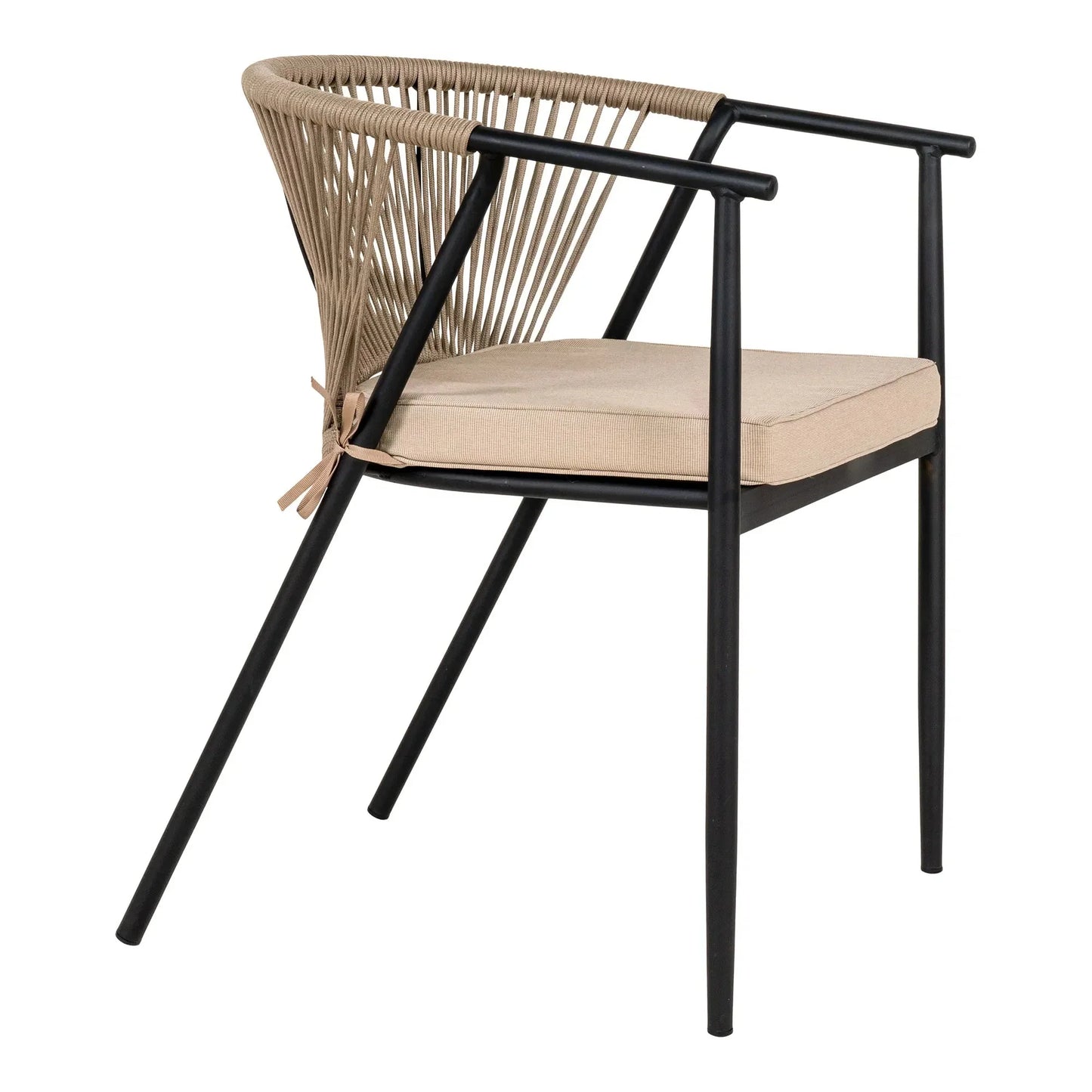 2er Set - Gartenstuhl Lazaro Schwarz/Beige