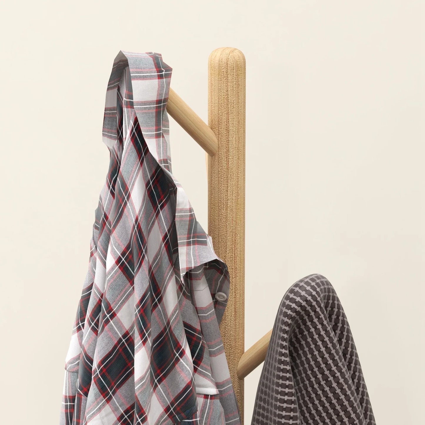 HOMCOM Freestanding Coat Rack with 8 Hooks - Wooden Clothes Tree for Hallway, Entrance Area, Bedroom 40x40x165 cm Natural