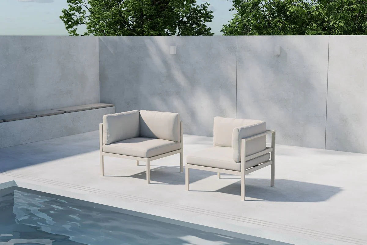 Gartenbank Eckmodul Nero - Aus Aluminium in Schwarz, Braun und Beige