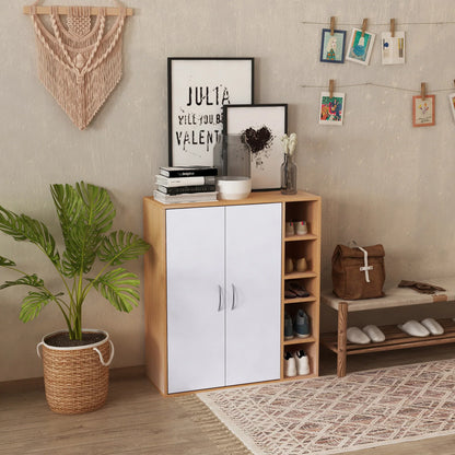 HOMCOM Konsolenschrank, niedriger Schrank, multifunktionaler Stauraumorganisator für Küche, Esszimmer, Wohnzimmer, Badezimmer mit Türen und verstellbaren Regalen, 80x32x91 cm