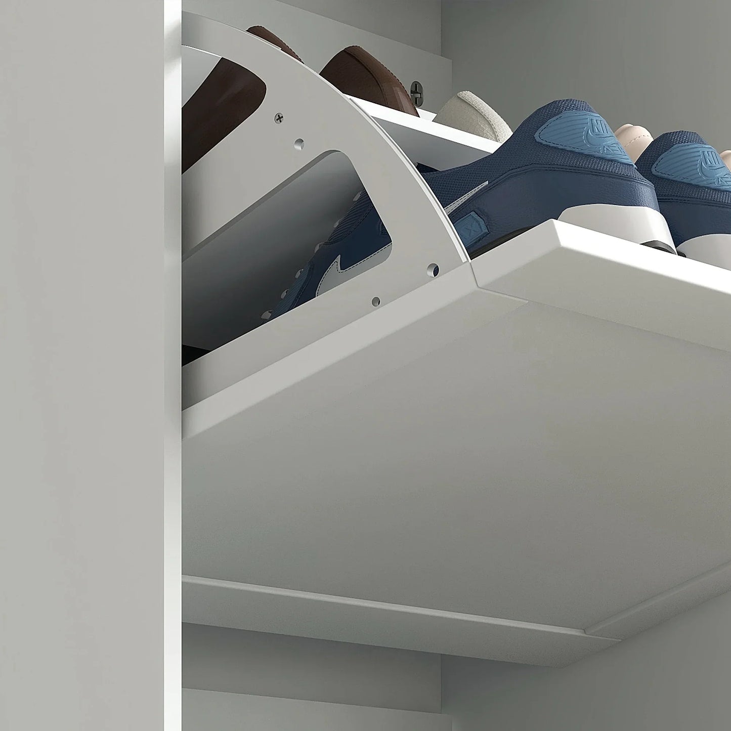 HOMCOM Schlanker Schuhschrank mit 3 Kipptüren – Schuhaufbewahrung für den Eingangsbereich mit verstellbaren Einlegeböden für 18 Paar Schuhe für schmale Flure 60x23,5x115 cm Weiß