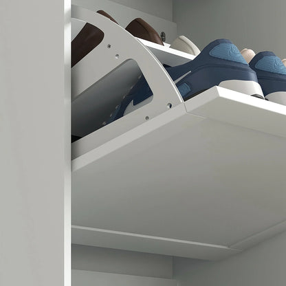 HOMCOM Schlanker Schuhschrank mit 3 Kipptüren – Schuhaufbewahrung für den Eingangsbereich mit verstellbaren Einlegeböden für 18 Paar Schuhe für schmale Flure 60x23,5x115 cm Weiß