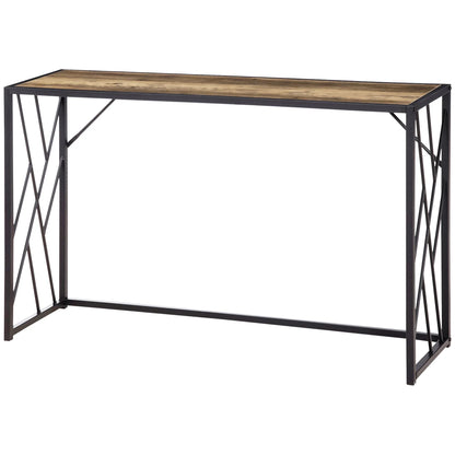 HOMCOM Konsolentisch, Seitentisch mit Stahlbeinen, 120 x 35 x 75 cm, Industriedesign Flurtisch, Beistelltisch für kleine Räume, Eingangsbereich, Flur, Wohnzimmer, Schlafzimmer, Braun