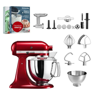 KitchenAid 4,8 L 5KSM175 Artisan Küchenmaschine Meatlover mit Ganzmetall-Fleischwolf und Spritzgebäckvorsatz