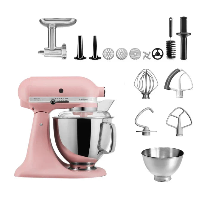 KitchenAid 4,8 L 5KSM175 Artisan Küchenmaschine Meatlover mit Ganzmetall-Fleischwolf und Spritzgebäckvorsatz