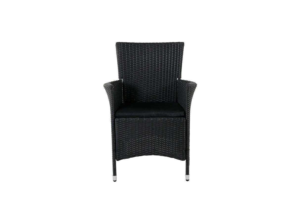 2er Set - Gartenstuhl Caro aus Rattan in Schwarz