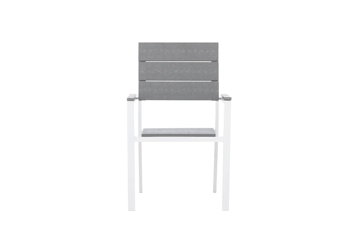 2er Set - Gartenstuhl Vita in Weiß/Grau aus Aluminium und Aintwood-Sitzfläche