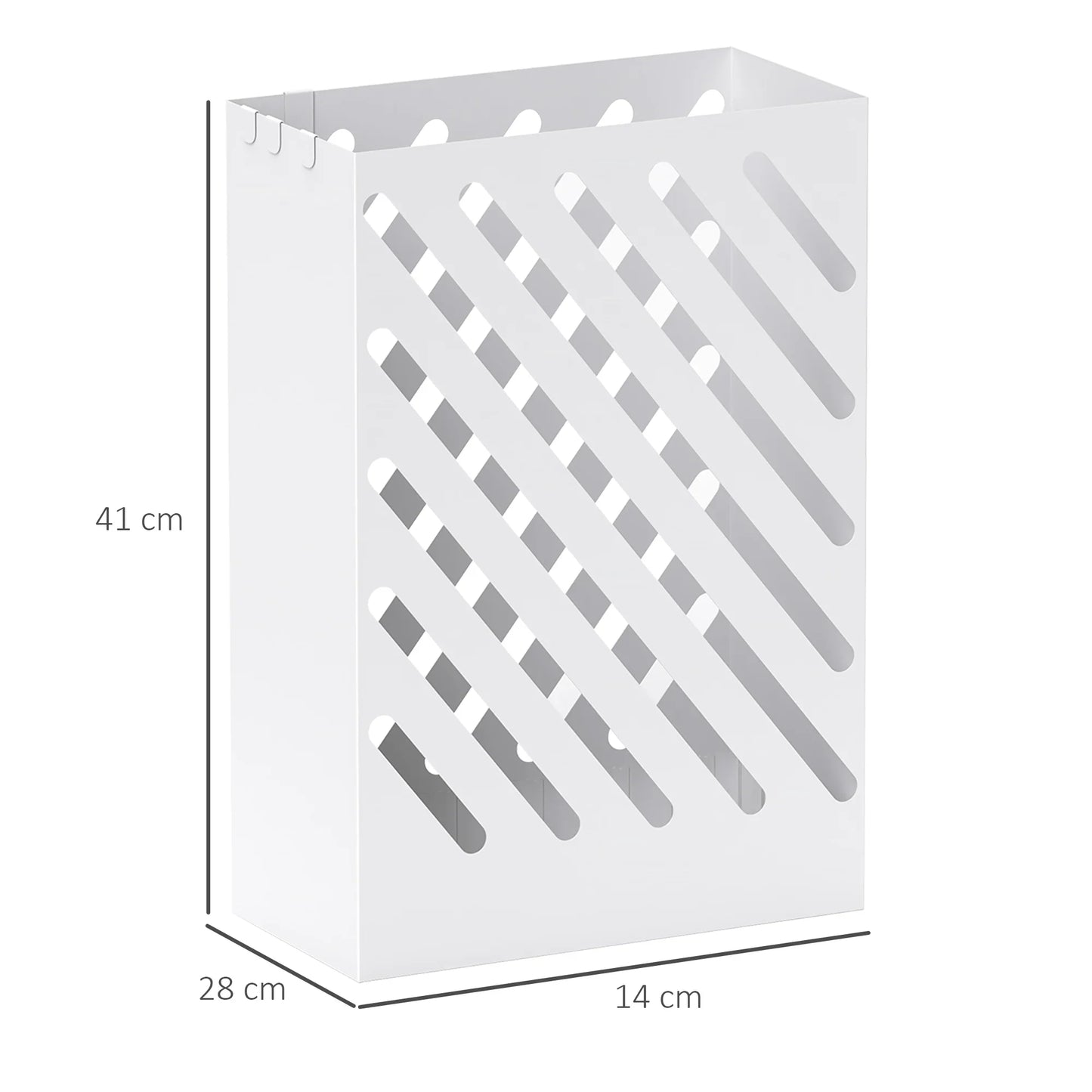 HOMCOM Regenschirmständer mit 4 Haken und herausnehmbarer Tropfschale - Regenschirmhalter für Gehstöcke & Regenschirme, Stahl 28 x 14 x 41 cm Weiß