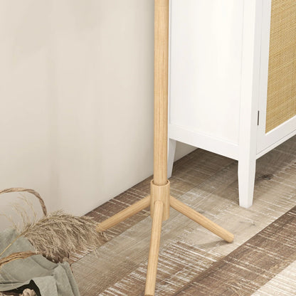 HOMCOM Freestanding Coat Rack with 8 Hooks - Wooden Clothes Tree for Hallway, Entrance Area, Bedroom 40x40x165 cm Natural