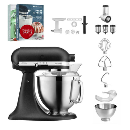 KitchenAid 4,8 L 5KSM185 Artisan Küchenmaschine Allrounderset Fleischwolf+Spritzgebäck+Gemüseschneider