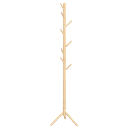 HOMCOM Freestanding Coat Rack with 8 Hooks - Wooden Clothes Tree for Hallway, Entrance Area, Bedroom 40x40x165 cm Natural